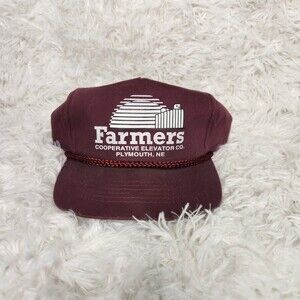 Vintage Farmer's Cooperative Elevator Co. Burgandy Snapback Trucker Hat
